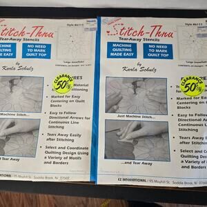 2 EZ Quilting Stitch Thru Tear Away Stencils Pattern Loop Flower 6111 & Border